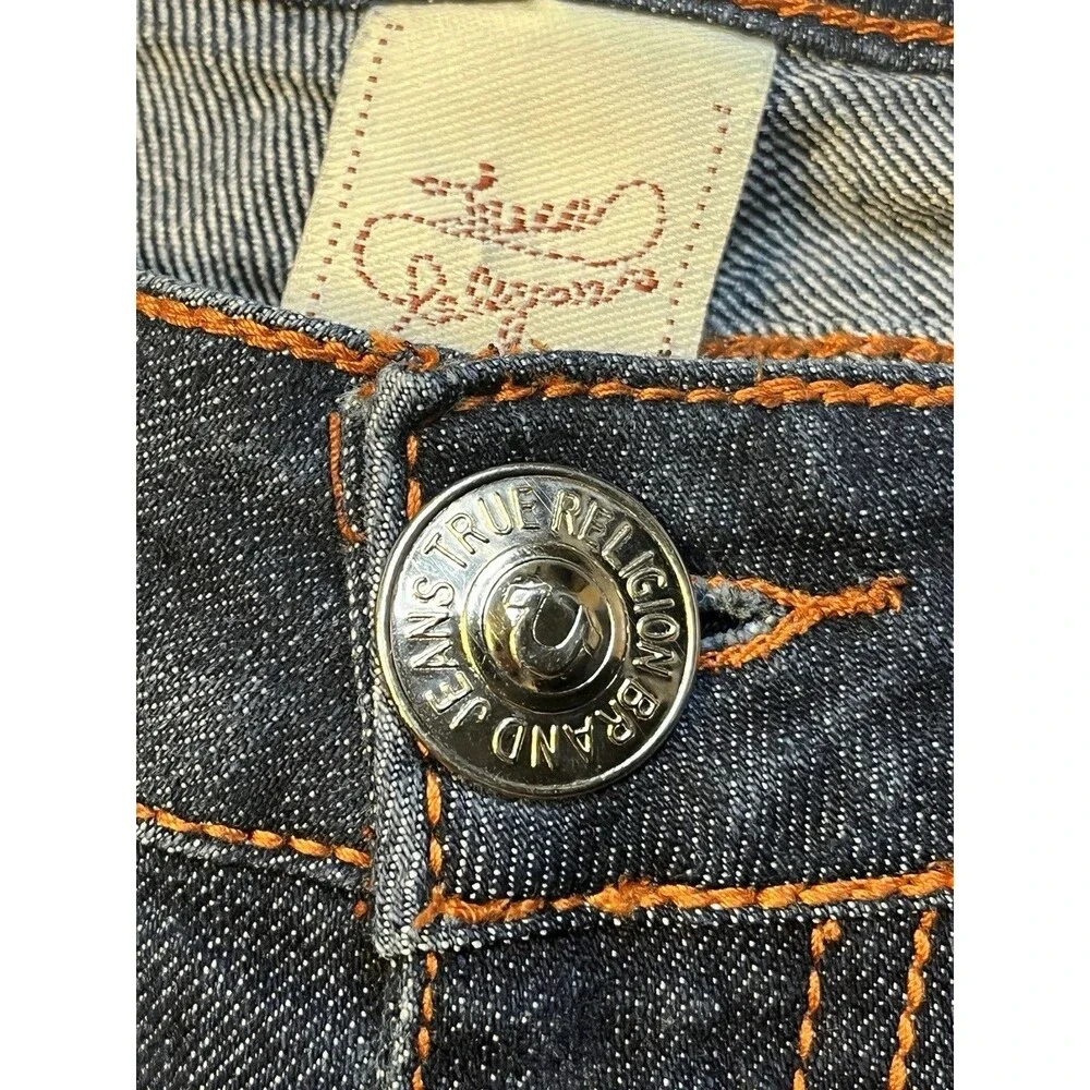 True Religion Joey Super T Jeans Men's 30x32 Dark Wash Flap Pocket Orange Stitch